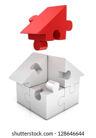 Jigsaw House 3d Illustration