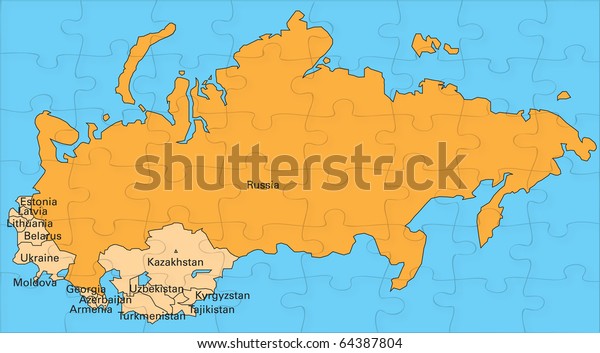 jigsaw\
map of russia and former members of soviet\
union