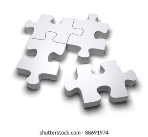 Jigsaw Puzzle On A White Background. 3d Image