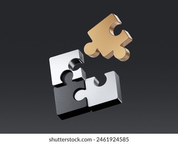 Jigsaw puzzle. Tiling puzzle. Puzzles parts. Isolated 3d object on a dark background. 3D Illustration - Powered by Shutterstock