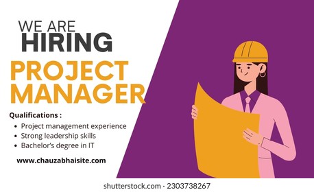 Job Board Template Hiring Project Manager Flat Illustration, We are Looking for a Project Manager. Business Hiring and Recruiting Concept Flat Style Illustration - Powered by Shutterstock