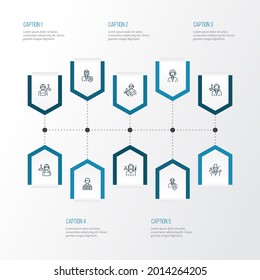 Job Icons Line Style Set With Security Woman, Cashier, Assistant And Other Worker Elements. Isolated Illustration Job Icons.