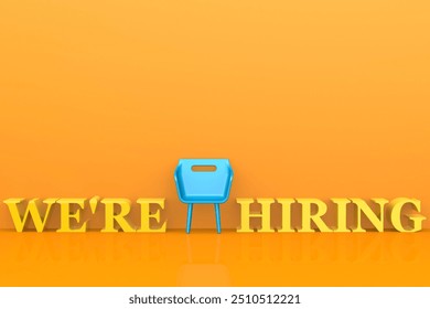 Job opening concept with wre are hiring word and chair, 3d rendering - Powered by Shutterstock