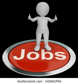 Jobs Computer Button Showing Work And Career