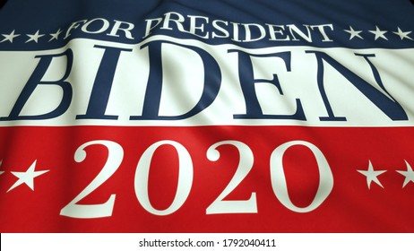 Joe Biden Presidential Campaign 2020, Waving Flag With USA Colors, Stars And Stripes, Election 2020 In United States 3d Illustration. Washington, USA - August, 2020