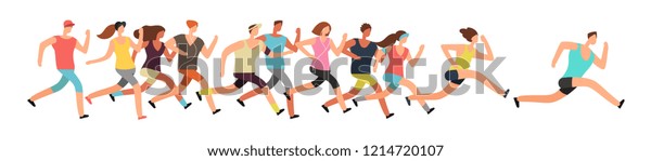 Jogging People Runners Group Motion Running Stock Illustration 1214720107