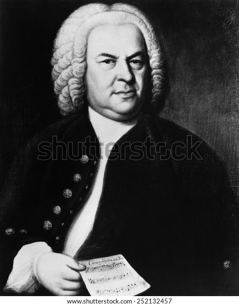 ドイツの作曲家 ヨハン セバスチャン バッハ 1685年 1750年 イライアス ゴットリエブ ハウスマン作 1746年頃 のイラスト素材