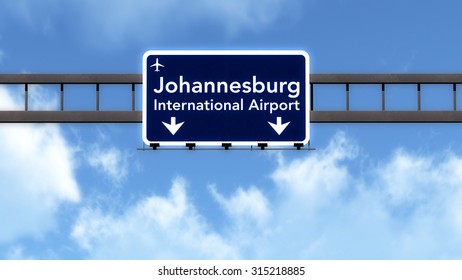 Johannesburg South Africa Airport Highway Road Sign 3D Illustration