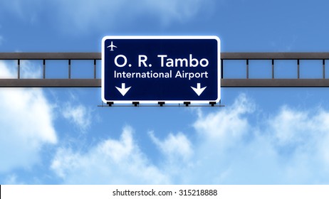 Johannesburg South Africa Airport Highway Road Sign 3D Illustration