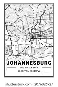 Johannesburg - South Africa Light City Map