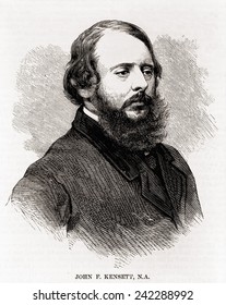 John F. Kensett (1816-1872), American Landscape Painter Of The Second Generation Of The Hudson River School. Wood Engraving From Harper's Weekly, 1873.