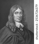 John Milton (1608-1674) on engraving from the 1800s. English poet, author, polemicist and civil servant for the commonwealth of England. Best known for his epic poem Paradise Lost. Engraved by O. Cook