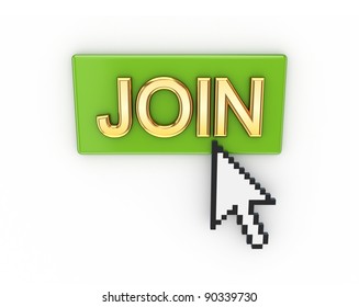 JOIN button.Isolated on white background.3d rendered.
