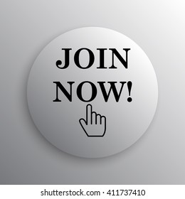 Join now icon. Internet button on white background.