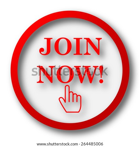 Join now icon. Internet button on white  background. 