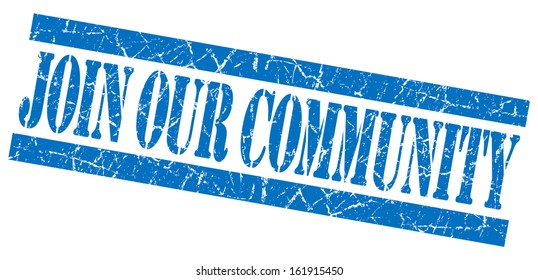 Join Our Community Grunge Blue Stamp