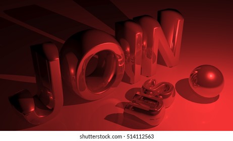 JOIN US in metallic red - 3D rendering