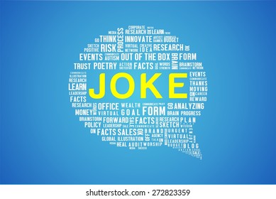 JOKE word on speech bubble in blue background