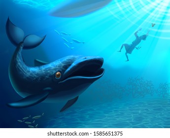 Jonah And The Big Fish, Bible Story, Illustration