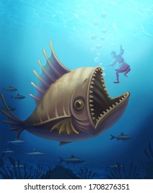 Jonah And The Big Fish, Bible Story, Illustration