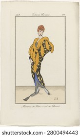 Journal des Dames et des Modes, Costumes Parisiens, 1913, No. 124 : Manteau de Putois (...) (1913) by Jan van Brock and anonymous. Vintage art illustration.