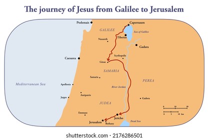 Journey Jesus Christ Galilee Jerusalem Stock Illustration 2176286501  Shutterstock