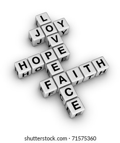 Joy, Love, Hope, Peace And Faith (crossword Puzzle Reminder Of The Important Things In Life)