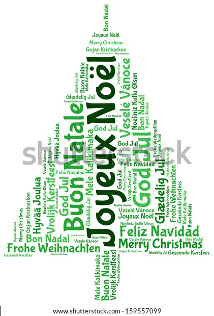 Joyeux Noel Merry Christmas 14 Tree Stock Illustration