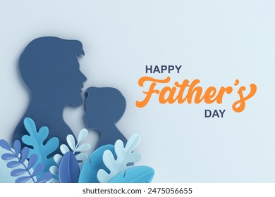 Joyful Father's Day Card with Colorful Lettering Father's Day Card with Silhouette Art and Foliage - Powered by Shutterstock