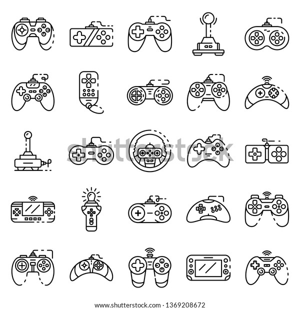 Joystick Icons Set Outline Set Joystick Stock Illustration 1369208672 ...