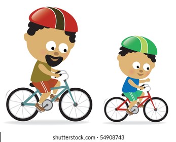 JPEG Father and son biking (African American) - Powered by Shutterstock