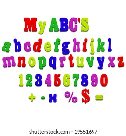 Jpeg Fridge Magnet Alphabet Spelling ABC Letters And Numbers Illustration