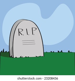 Jpeg Illustration Of A Cartoon Tombstone With R.I.P Written On It.