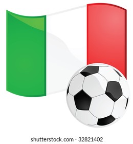 Jpeg Illustration Of A Soccer Ball In Front Of The Italian Flag