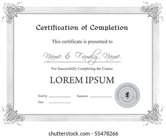 (Jpg) Certificate of Completion Template; (An eps 10 vector version is also available) - Powered by Shutterstock