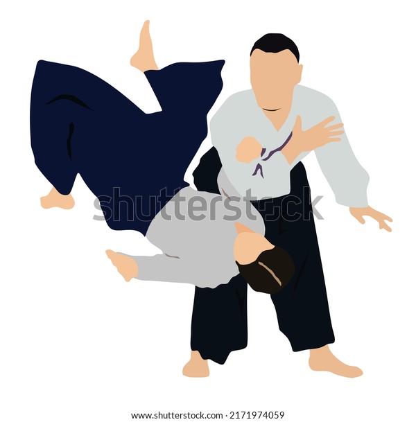 Judo fighters practicing judo takedown, combat\
sport, fighting sports,\
action.