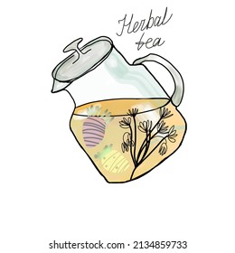 Jug herbal tea  wonderful clipart  healthy products concept
