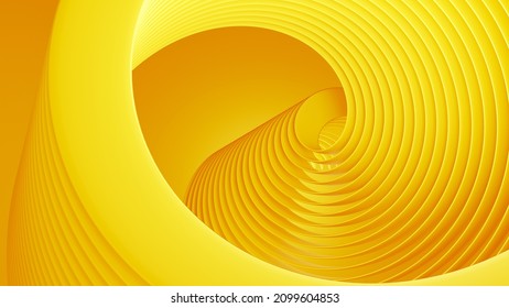Juicy yellow spiral, frame stand. Ripe yellow studio background. Frame fruit border frame for bright advertising. Promotion brand juice company. Tropical creative poster. 3d render illustration.
