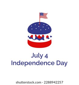 July 4 Independence Day in the USA. Burger in in traditional red, blue and white color. White background.  illustration. - Powered by Shutterstock