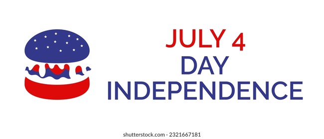 July 4 Independence Day in the USA. Burger in in traditional red, blue and white color. White background. illustration. - Powered by Shutterstock