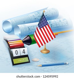 July 4th architectural background - Raster version