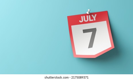 July 7 Calendar Sheet Date On Stock Illustration 2175089371 Shutterstock