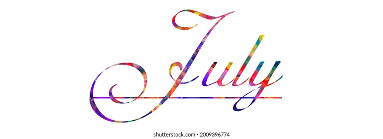 July Calendar Typography Text Banner July Stock Illustration 2009396774 ...