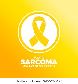 July is Sarcoma Awareness Month poster illustration. Yellow awareness ribbon icon in a circle. Template for background, banner, card. Important day - Powered by Shutterstock