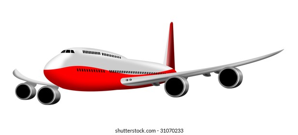 Jumbo Jet Plane Rendered Illustration Isolated On White