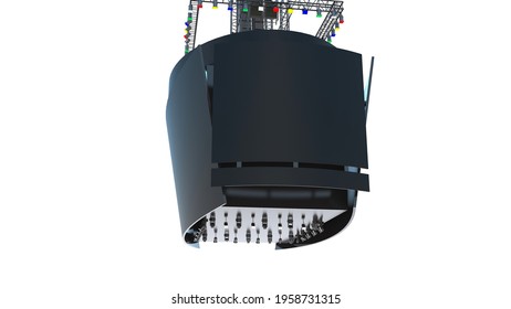 Jumbotron With Blank Displays Isolated On Black.3d Rendering.