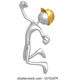 Jump For Joy Construction Worker