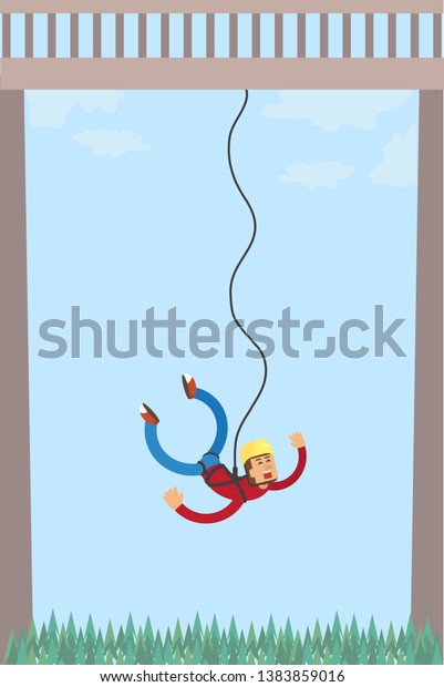 Jump with a rope from the height of the\
bridge.\
Illustration.
