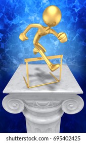Jumping A Hurdle The Original 3D Character Illustration
