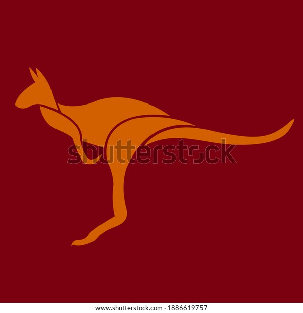 Jumping Kangaroo Logo Red Background Stock Illustration 1886619757